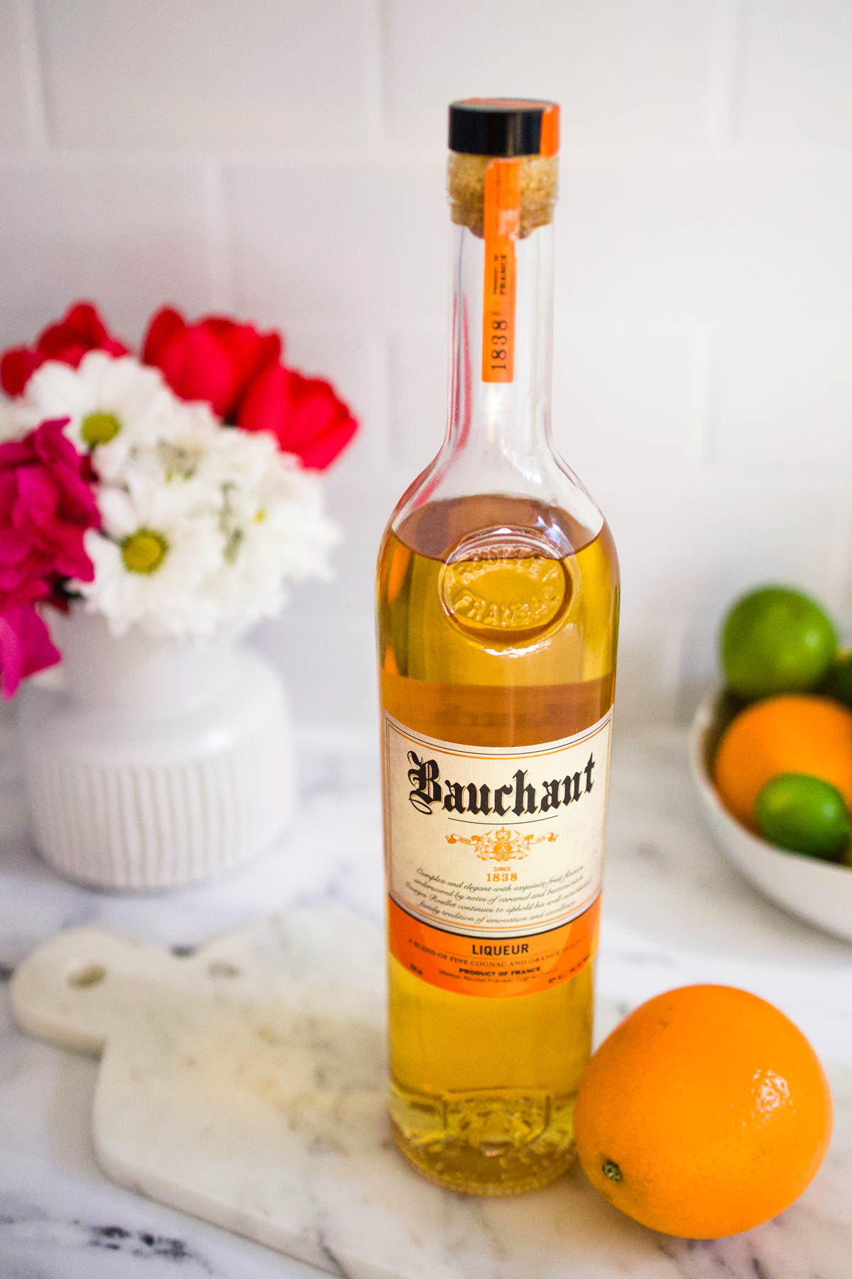 A bottle of Bauchant orange liqueur for margaritas.