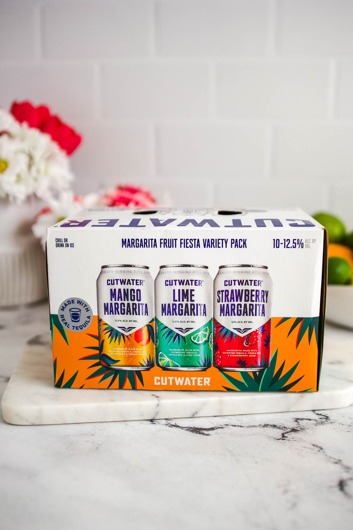 A boxed variety pack of Cutwater canned margaritas.
