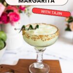 A delicious and easy cucumber margarita with Tajin rim recipe.